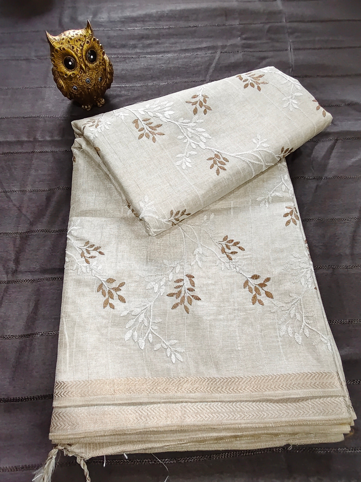 Tussar Embroidery Saree D#368