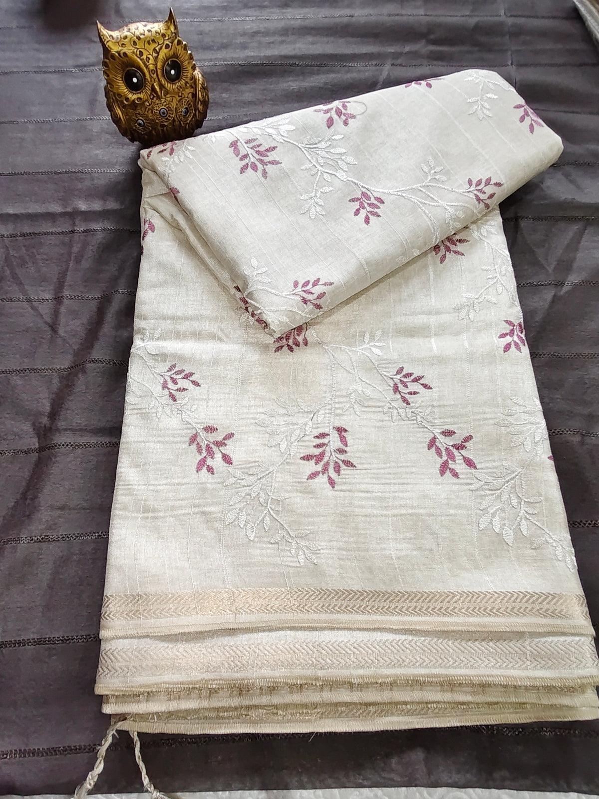 Tussar Embroidery Saree D#368