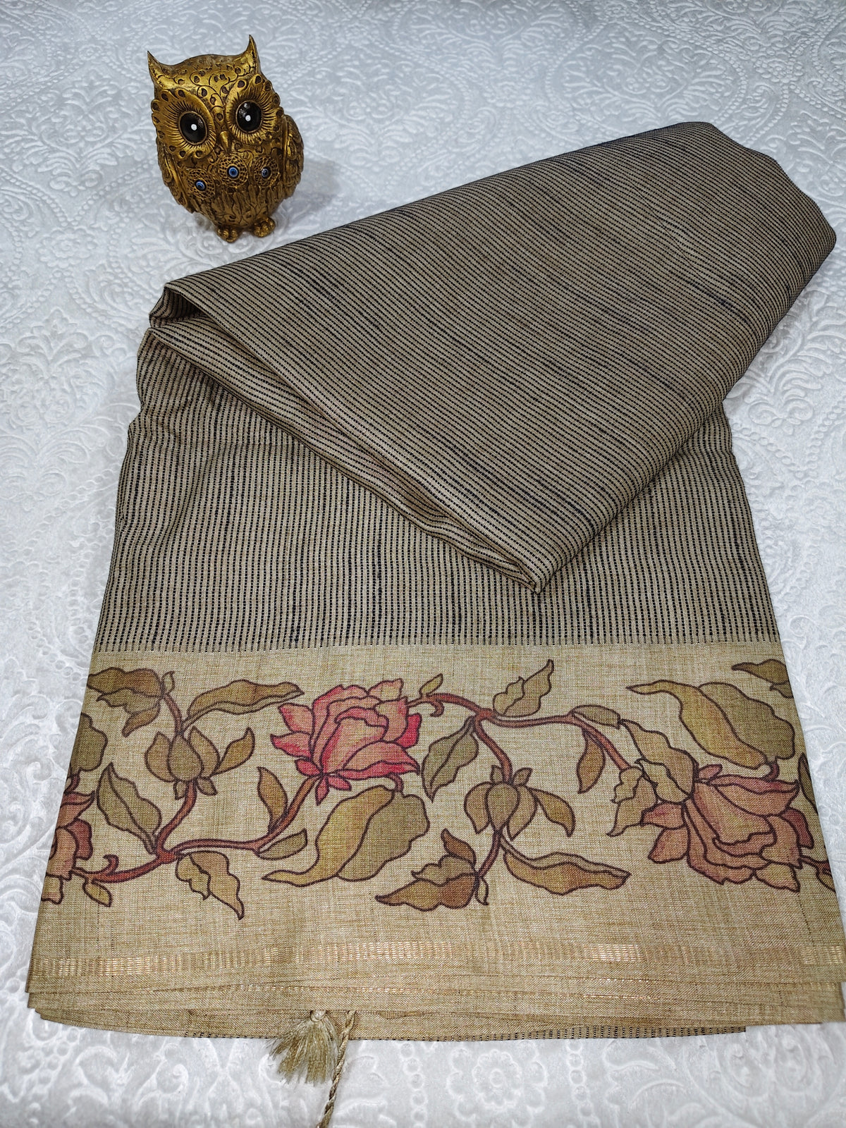 Tussar Embroidery Saree D#606