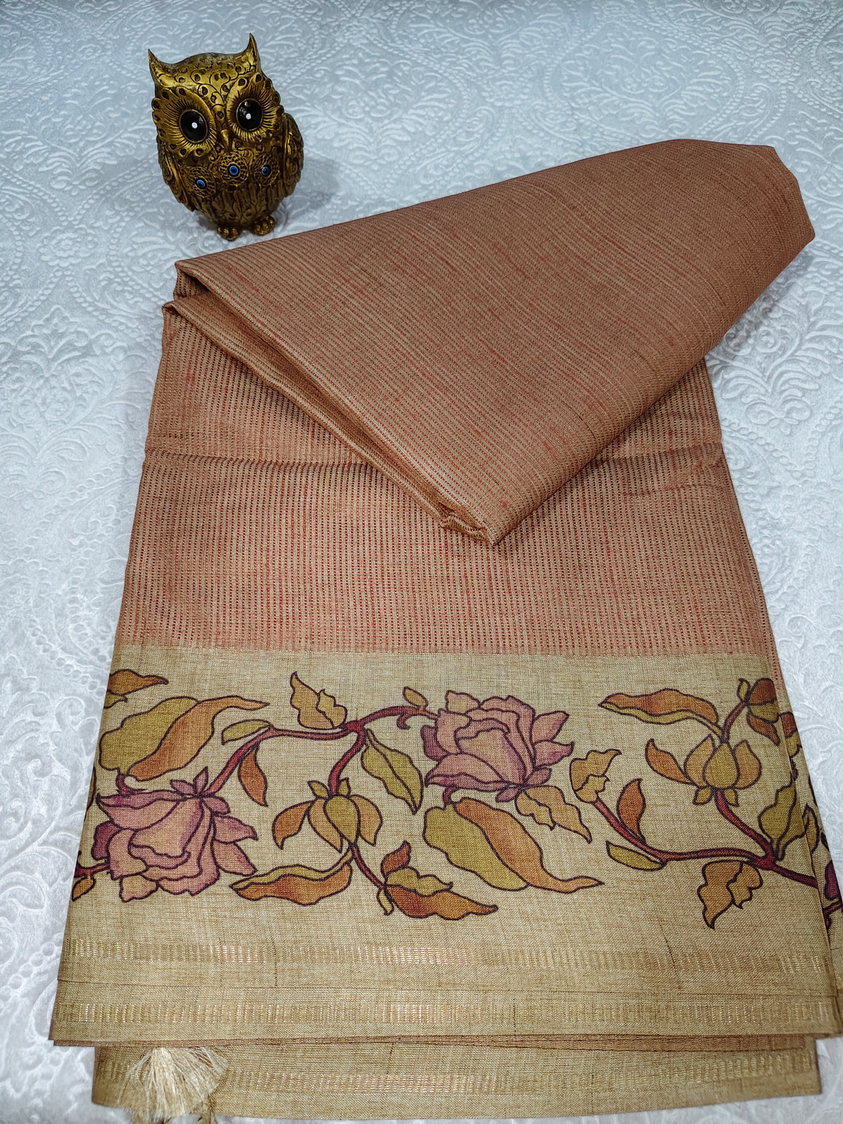 Tussar Embroidery Saree D#606