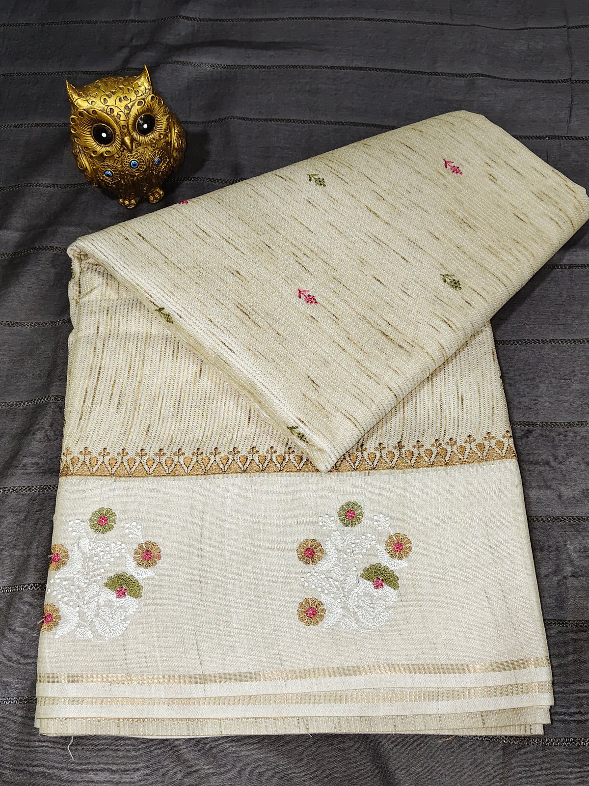 Tussar Embroidery Saree D#601