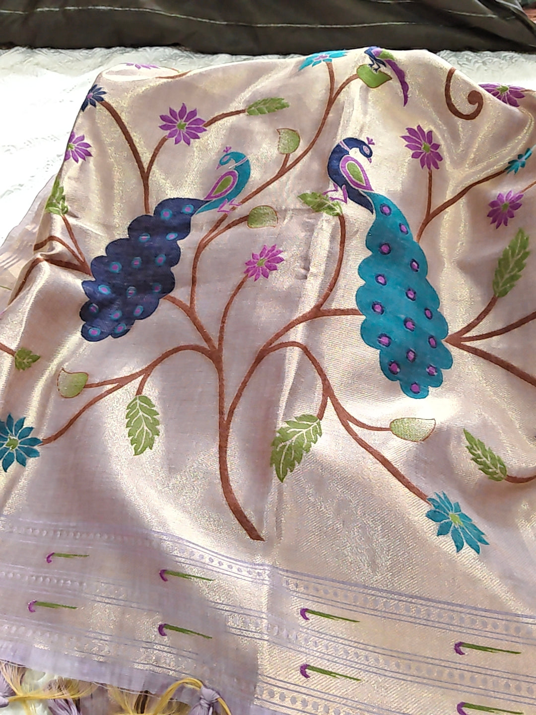 Tussar Linen Cotton Lilac Jamdhani