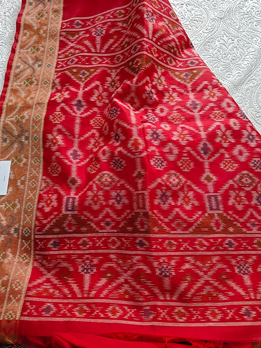 Tussar Cotton Silk Red - Ikkat style