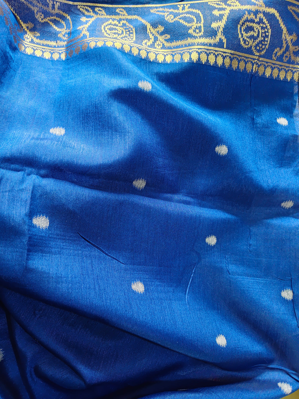Tussar Silk Cotton Blue - Ikkat style
