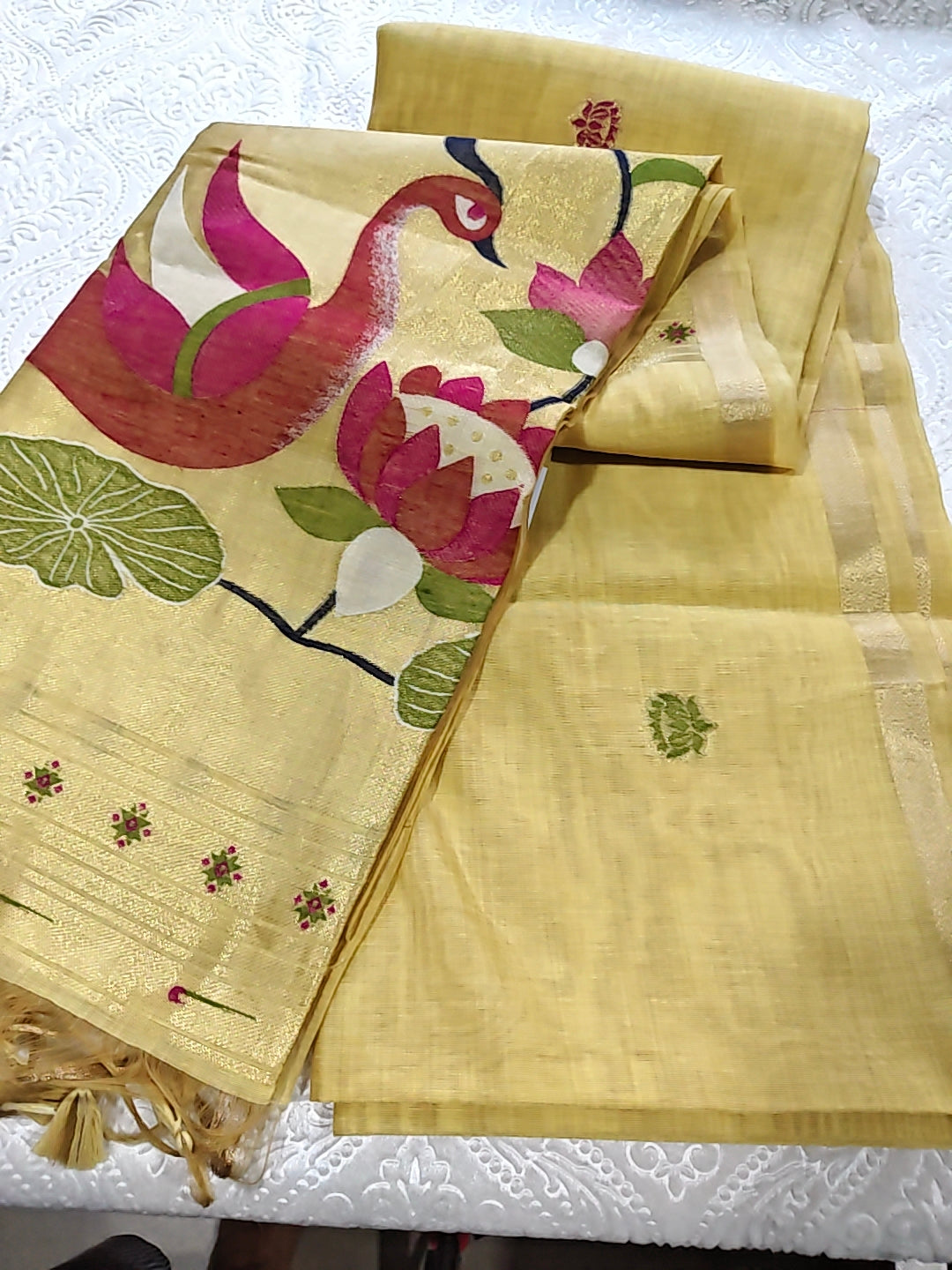 Tussar Linen Cotton Gold Jamdhani