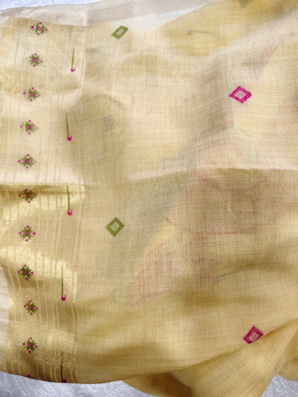 Tussar Linen Cotton Gold Jamdhani