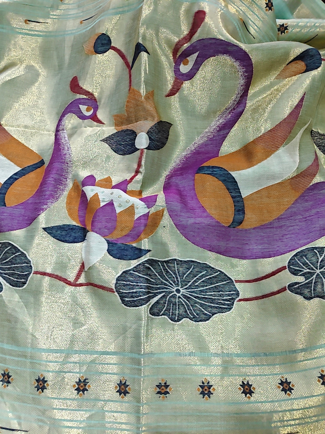 Tussar Linen Cotton Green Jamdhani