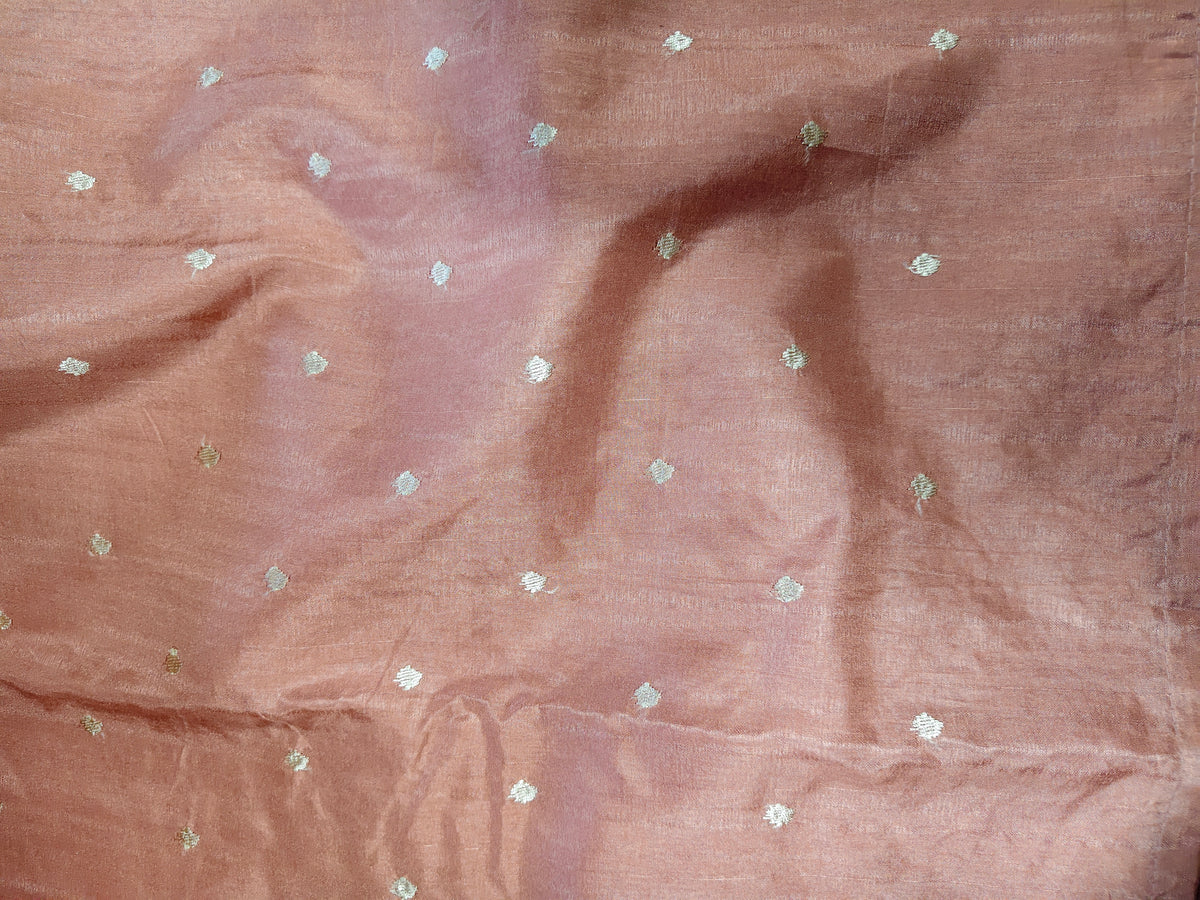 Tussar Silk Peach - Embroidery & Cut work