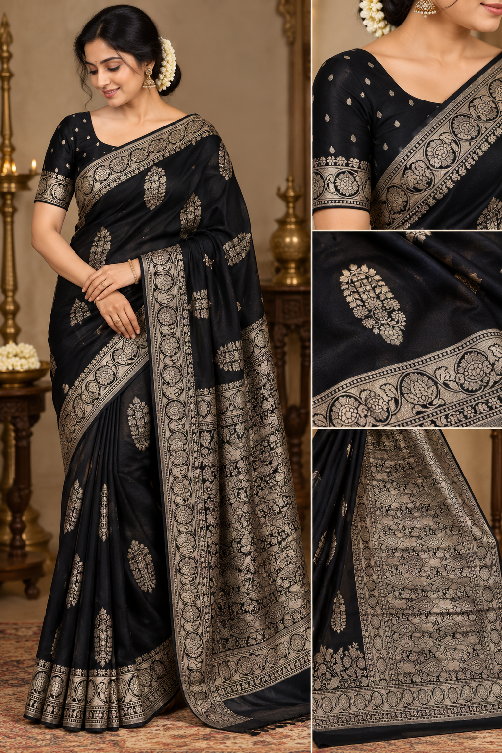 Black Banarasi Khadi Georgette