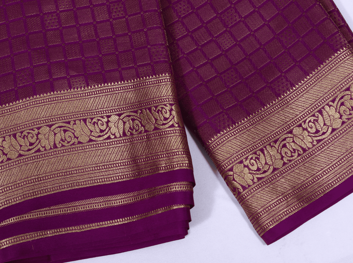 Lavender Self Zari Brocade Pure Crepe Silk Saree