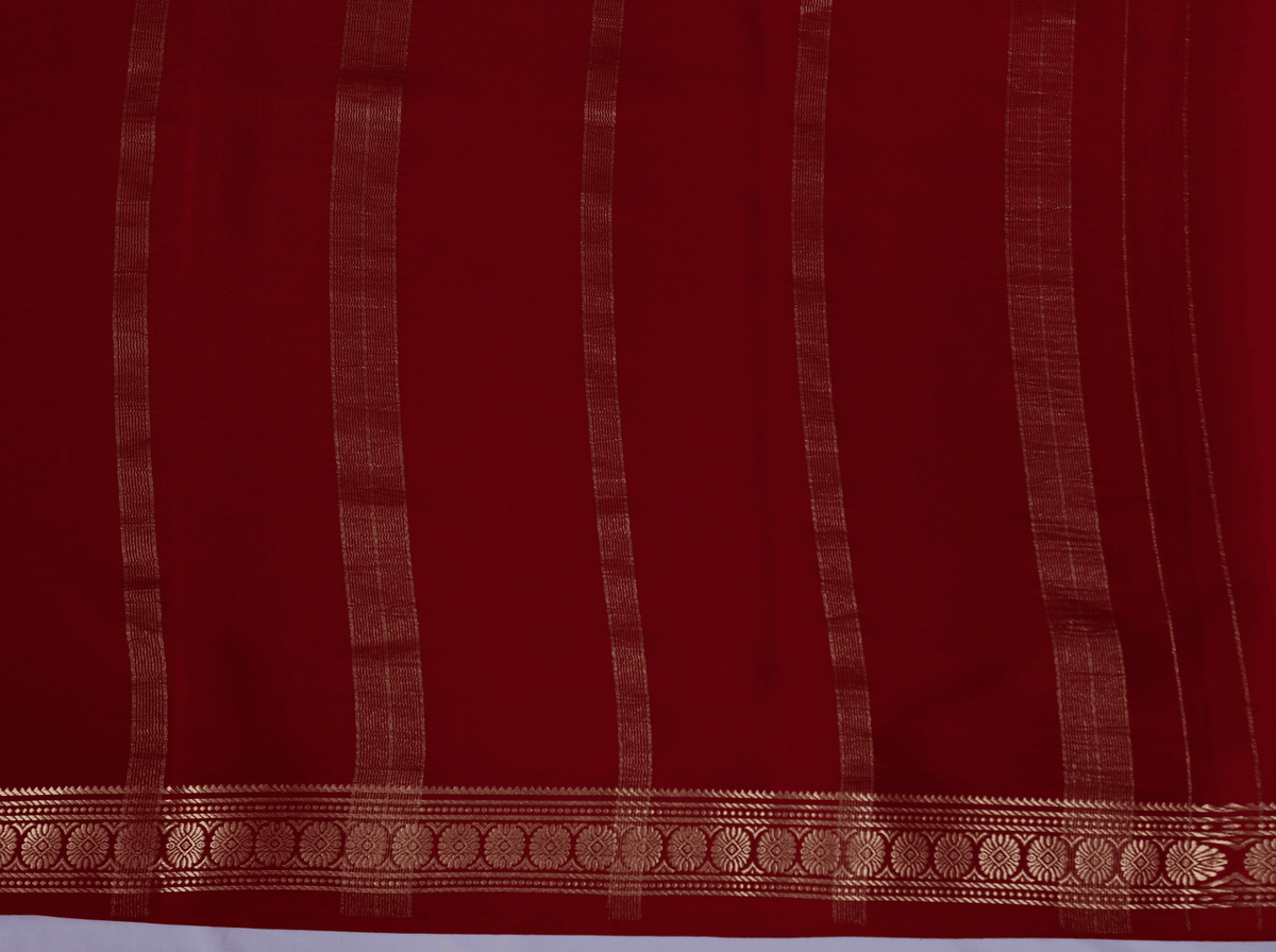 Red CSS Harini Pp Self Pure Crepe Silk Saree