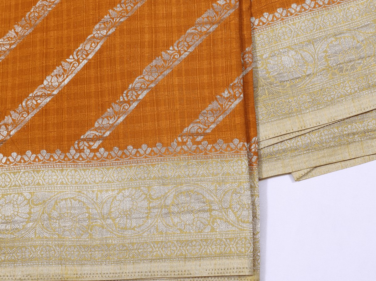 Musturd Yellow with Silver Zari Banarasi Khadi Georgette