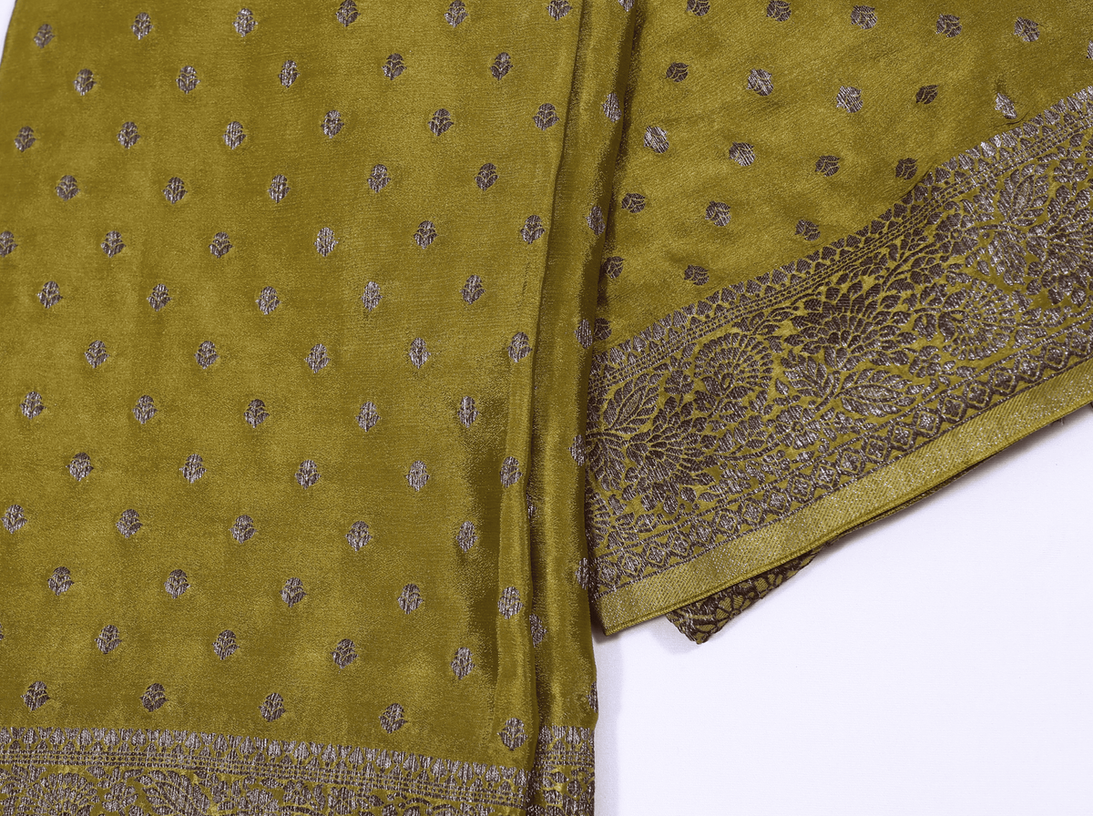Green with Antique Zari Banarasi Khadi Georgette