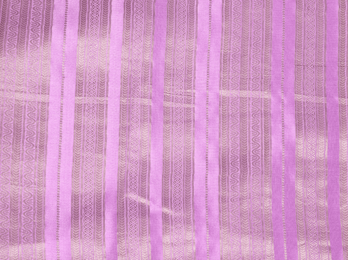 Brown with Pink Checks Butta Pure Crepe Silk Saree