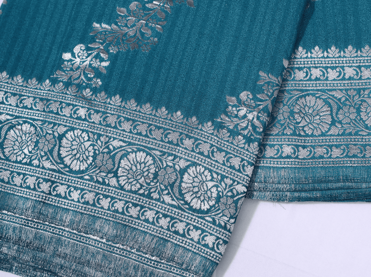 Rama Green with Silver Zari Banarasi Khadi Georgette