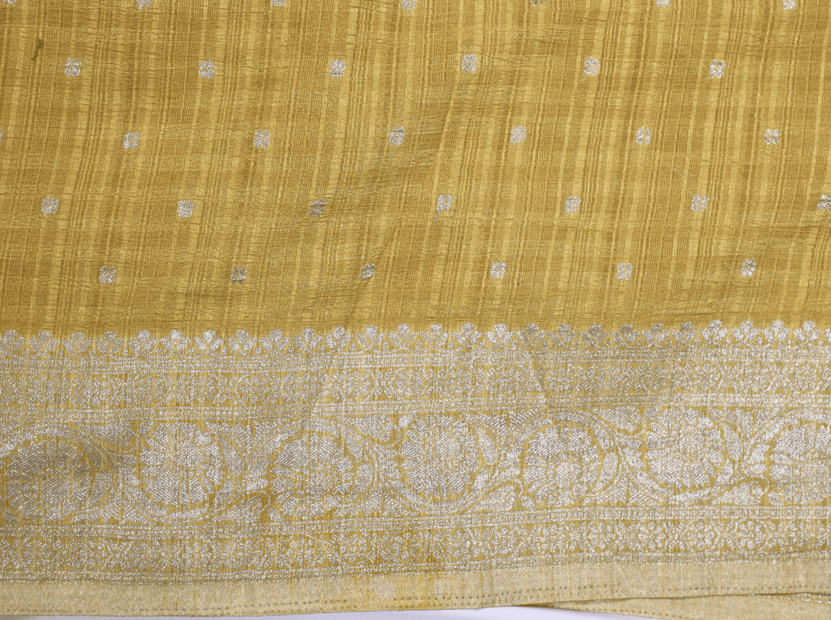 Musturd Yellow with Silver Zari Banarasi Khadi Georgette
